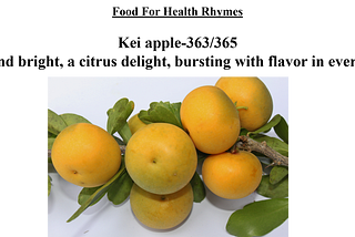 Food for Health–Rhymes–Kei apple-363/365