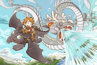 An illustration of a scene in how to train your dragon