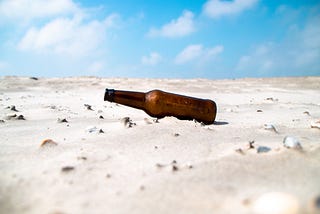 Empty bottle in the desert