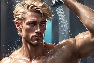 A hot blond bloke in the shower.