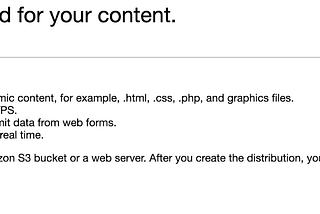 A screenshot that shows the page where you set up the web distribution.