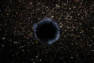 Et sort hull fotografert av NASA Hubble telescope som representerer nullable/void konsept.