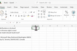 ONNX Runtime Custom Excel Functions for BERT NLP Tasks in JavaScript