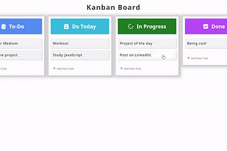 demo of Virtual Kanban Board project