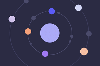 A galaxy of points representing teams, orbiting around a single star that represents a design system