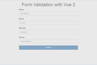 Form Validation using Vue.js 2