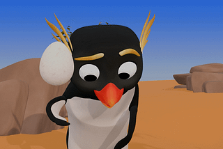 My character Darwin in the juggling animation sequence letting out a big scream. Animation done in Blender.