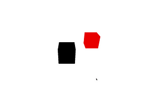 Moving red cube with key press in Three.js React application.