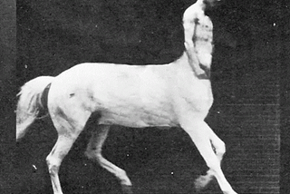 A centaur is shown galloping.