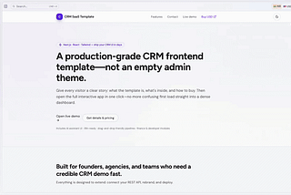 Build your CRM with Shadcn CRM Nextjs Template