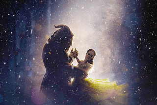Animated gif of Belle and Adam from Beauty and the Beast dancing