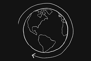 Animation of a revolving Earth surrounded by an arrow to represent a circular economy.