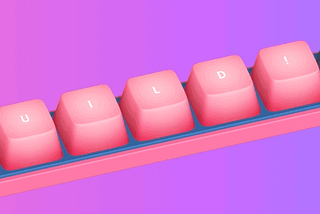 An animated gif of a 3D rendered keyboard that says “Build! GO” With each key cap being pressed consecutively.