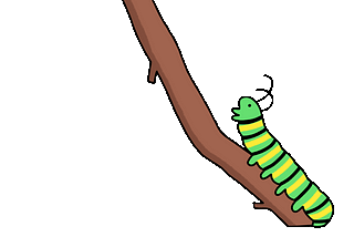 A gif of a caterpillar metamorphosing to a butterfly