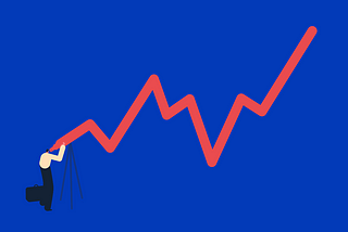 Cartoon analyst looking through a teloscope to predict market returns