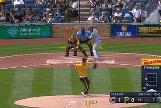 Pittsburgh Pirates right handed pitcher Jameson Taillon strikes out a Chicago Cubs hitter in a home game at PNC Park.