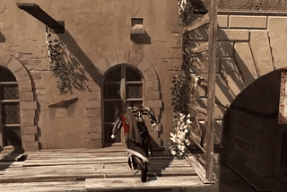 An assassin parkours around 14th century Florence