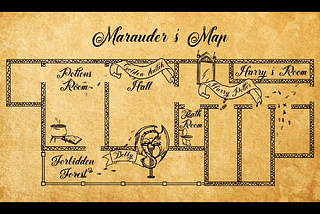 Animation of an indoor map with footsteps walking around between rooms. Some of the footsteps are labeled with names.