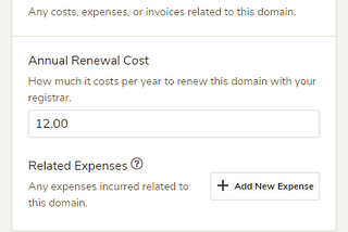 Keeping track of your domain related expenses.