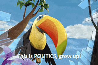 A parrot and a … maybe a fox? … discuss politics