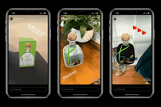 Patrón bottles coming to life in augmented reality.