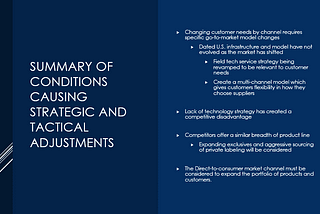 An example of a Summary slide that outlines “Conditions needing Adjustments.”