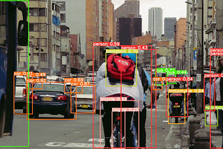 GIF showing traffic in a busy city and objects labeled by YOLOv8.