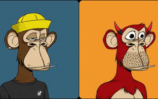 A GIF showing slight tweaks to four generated Bored Apes.
