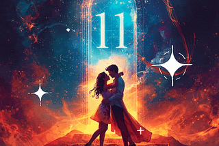 a man and a woman dancing in front of the 11:11 Portal