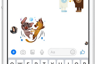 User on Facebook Messenger sends a message, receives a GIF in response.