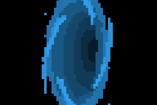 Pixel art animé du portal bleu du jeu du même nom
