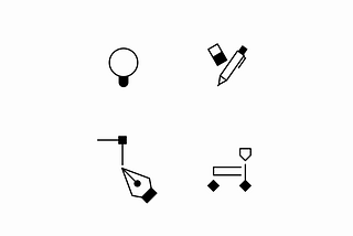 Animation of lightbulb flashing, pen drawing and erasing , pen connecting dots