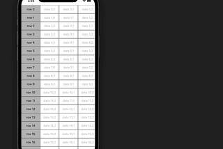 Demo of how a stick column in a spreadsheet might look