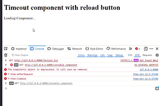 HTMX Handling Timeout Component with Reload Button