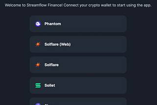 Solana Wallet selection for Streamflow Finance Multisig Beta