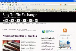 "Principles of SEO" Post at Blog Traffic Exchange