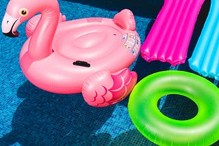 floating toys in a swimming pool