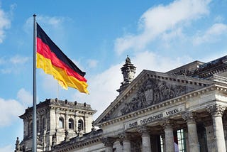 German building with german flag