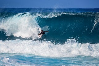 Surfing a big wave