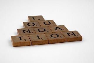Inspirational image of scrabble tiles spelling the word foundation