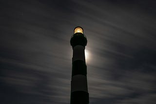 Lighthouse shining at night