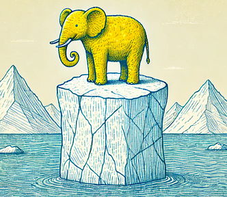 An elephant on an iceberg