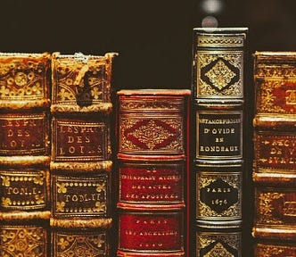 Old books in a library