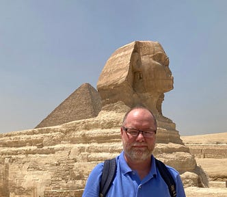 The author in front of the Sphinx