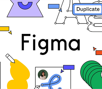 Figma Community illustration with the word Figma at the center and other functionalities depicted