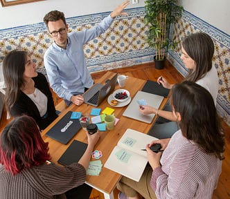 A scrum meeting