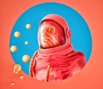 A surreal image of an astronaut