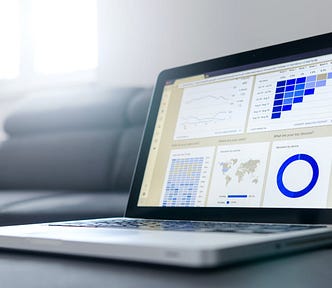 Photo of charts and graphs on a laptop PC.