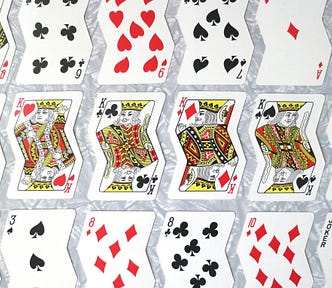 Set of cards displayed horizontally