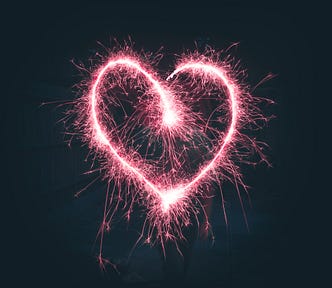 Heart shape made by a sparkler
